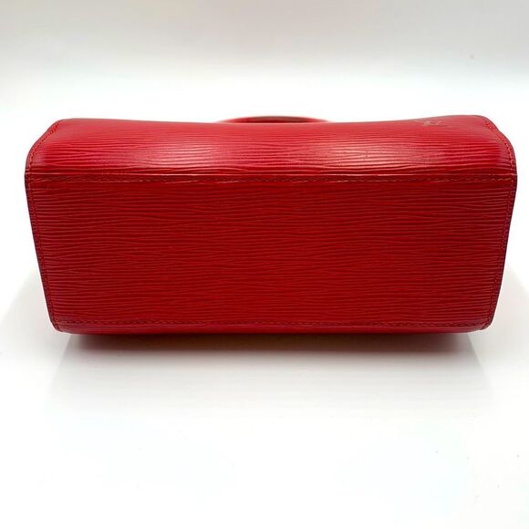 Auth Louis Vuitton Vtg Castilian Red Epi Leather Pont Neuf PM Handbag Tote Purse - Picture 5 of 16